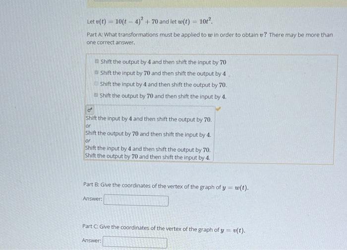 Solved Let F X −2x2−4x 9 Part A Shift The Output Of F By