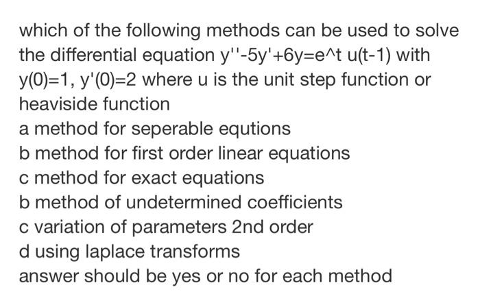 Solved which of the following methods can be used to solve | Chegg.com