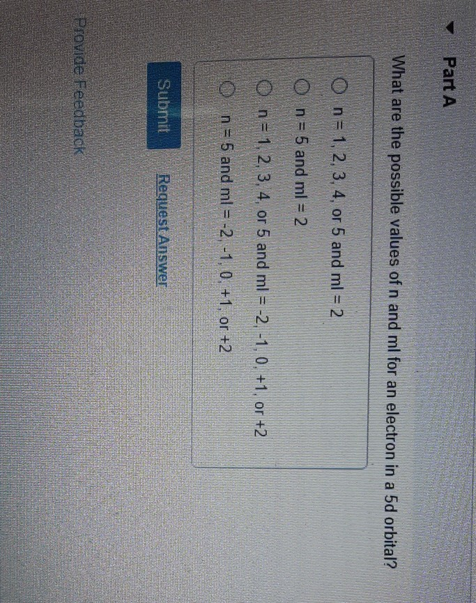 number of orbitals with n 5 ml 2 is