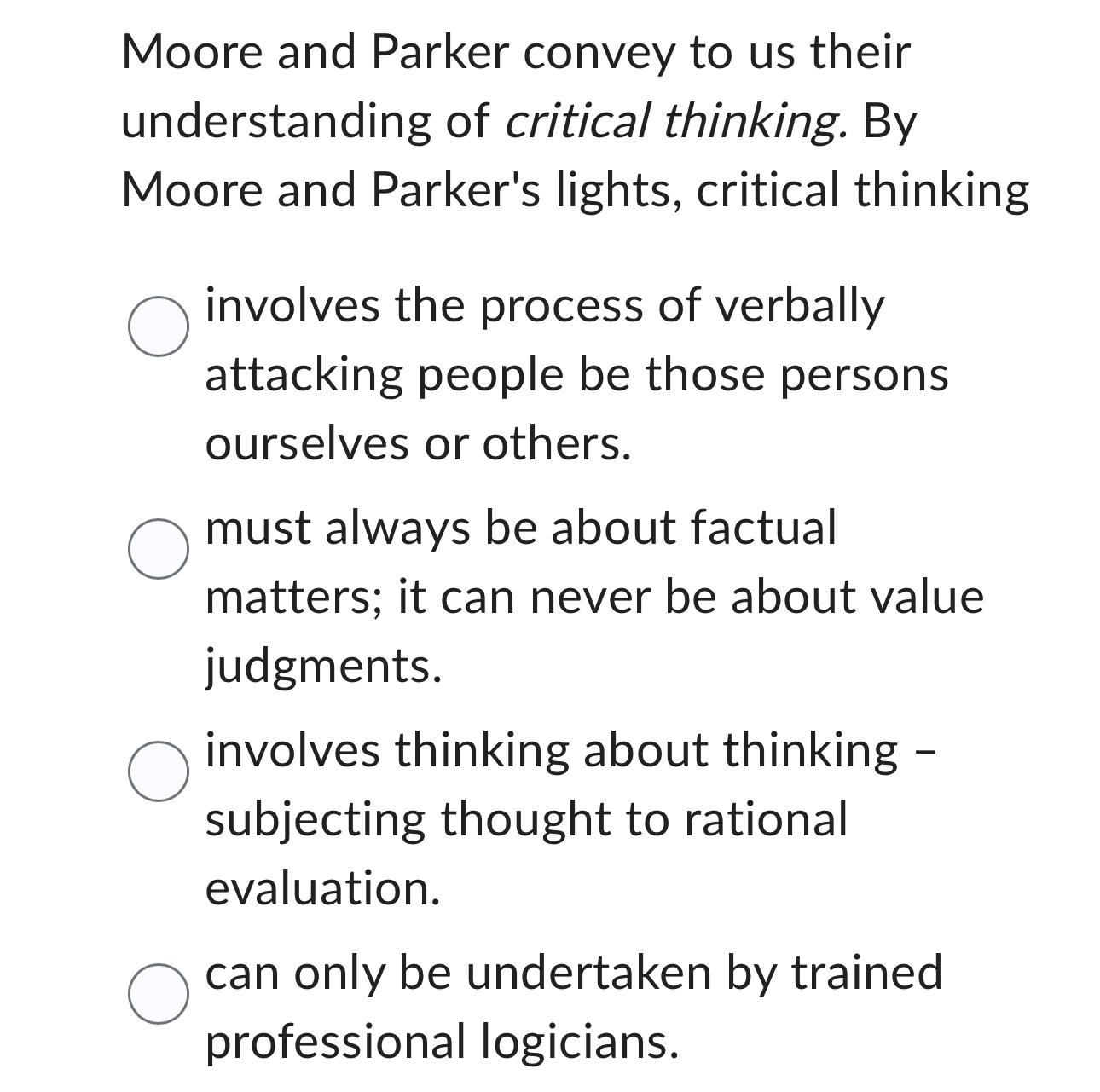 moore and parker critical thinking 9th edition