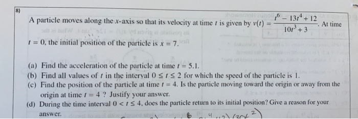 Solved Un A Particle Moves Along The X Axis So That Its V Chegg Com