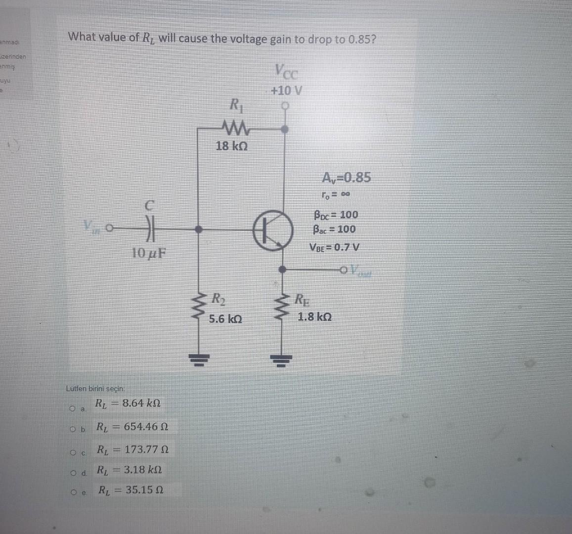 Solved What Value Of R Will Cause The Voltage Gain To Dr Chegg Com