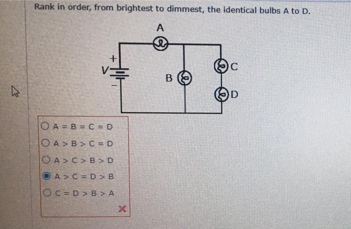 Solved Rank in order, from brightest to dimmest, the | Chegg.com