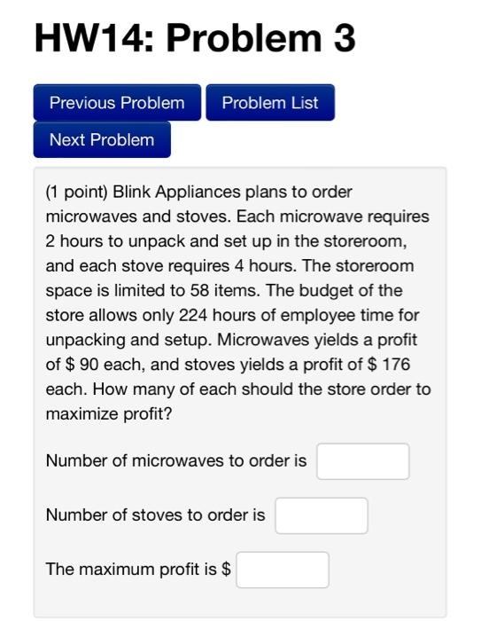 Solved HW14: Problem 3 Problem List Previous Problem Next | Chegg.com