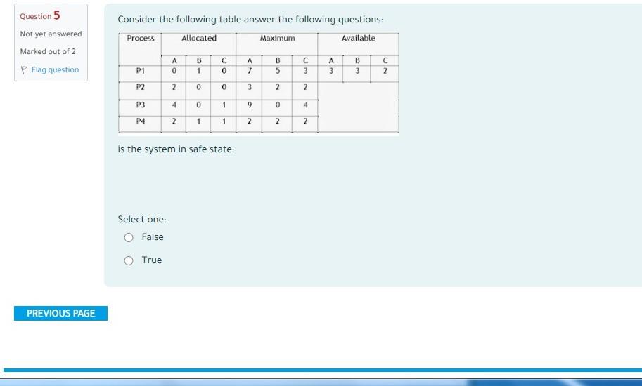 Solved Question 5 Consider the following table answer the | Chegg.com