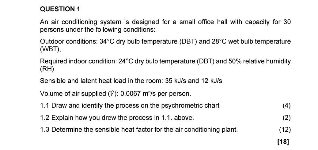 Solved An air conditioning system is designed for a small | Chegg.com