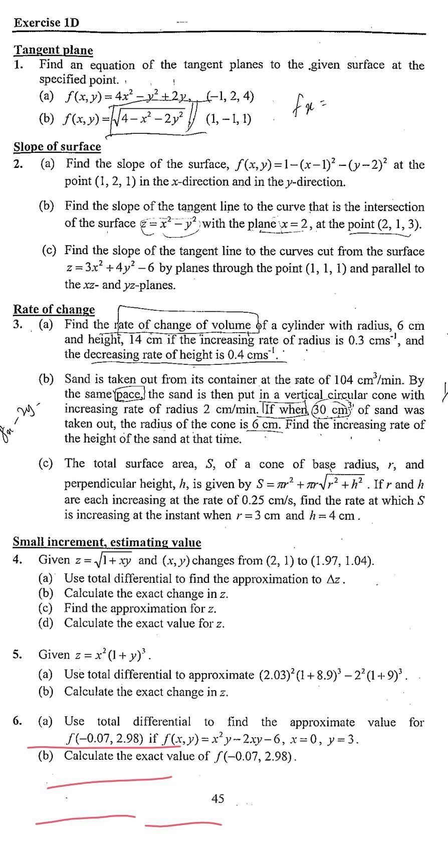 Solved Exercise 1D ! Tangent plane 1. Find an equation of | Chegg.com