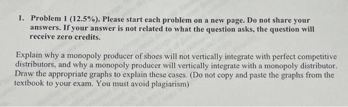Solved 1. Problem 1(12.5%). Please start each problem on a | Chegg.com