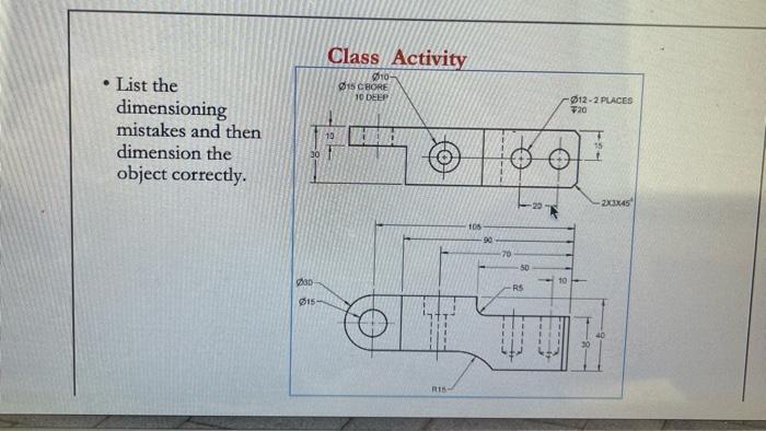 Solved List The Dimensioning Mistakes And Then Dimension Chegg Com