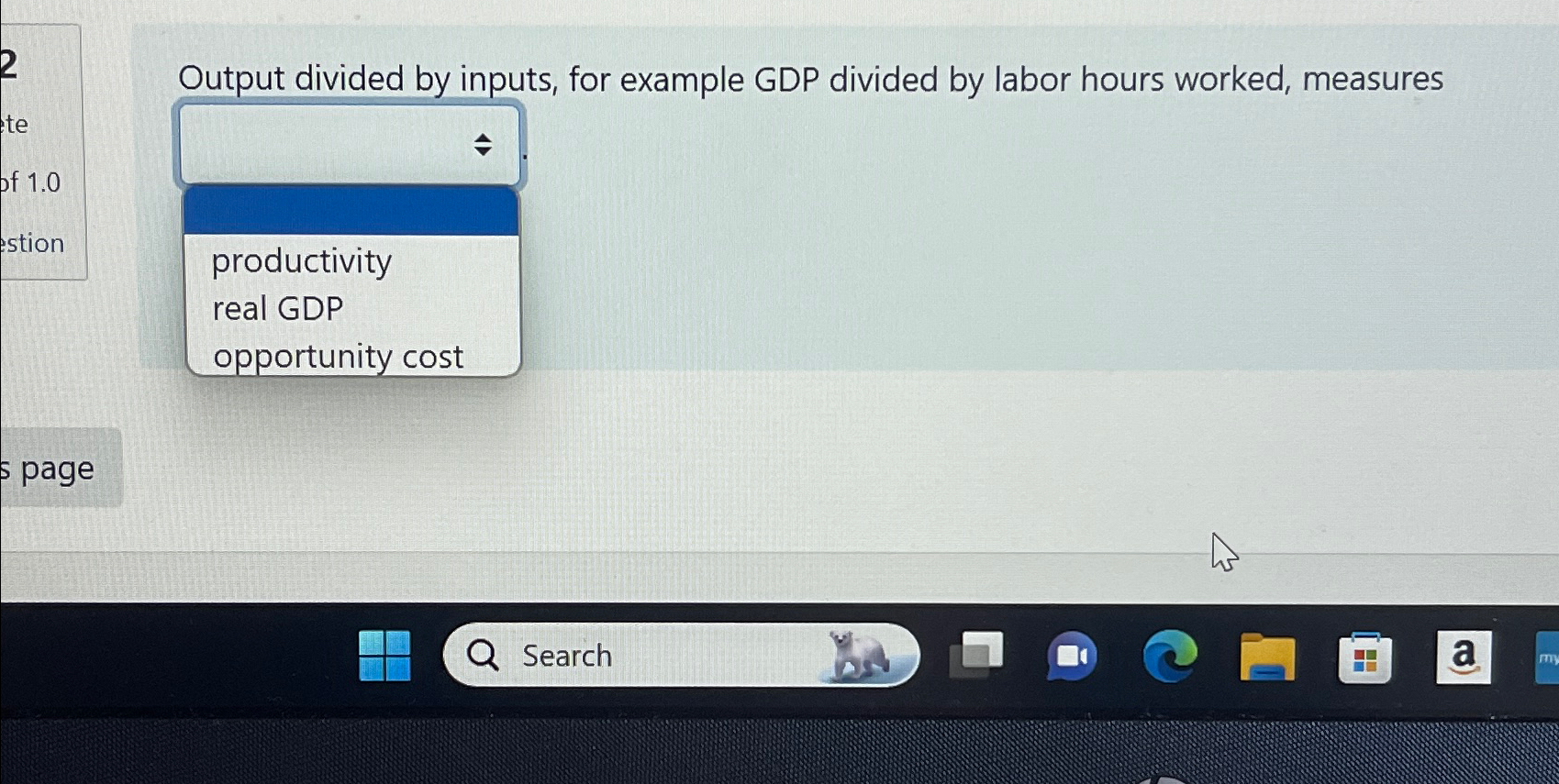 Solved Output divided by inputs, for example GDP divided by | Chegg.com