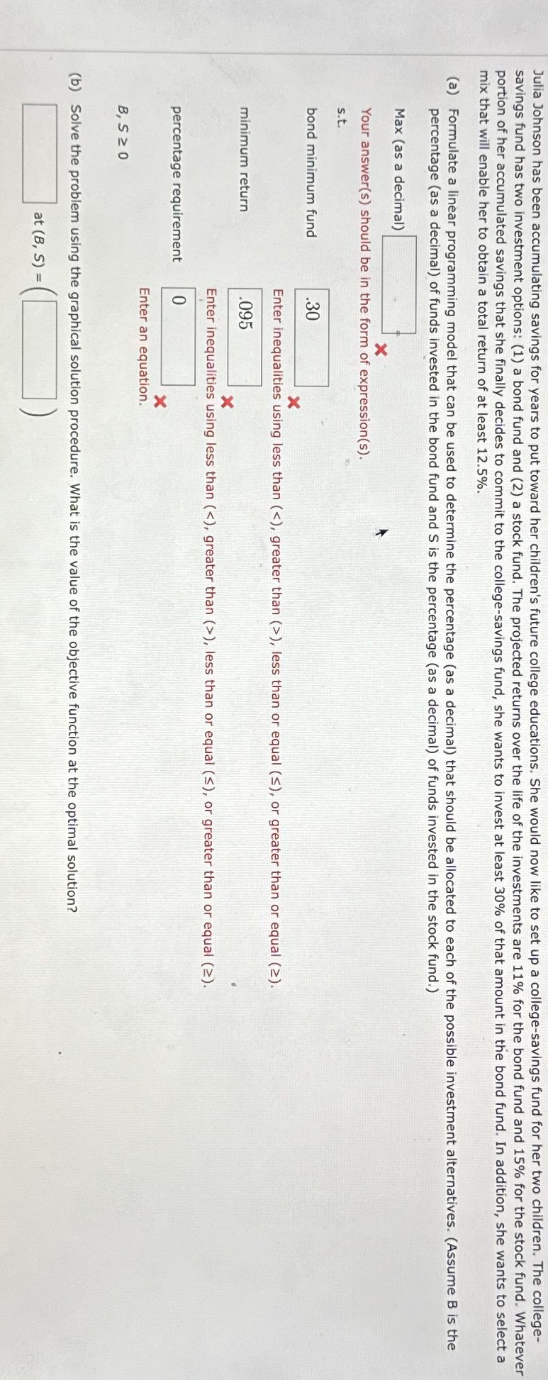 Solved mix that will enable her to obtain a total return of | Chegg.com