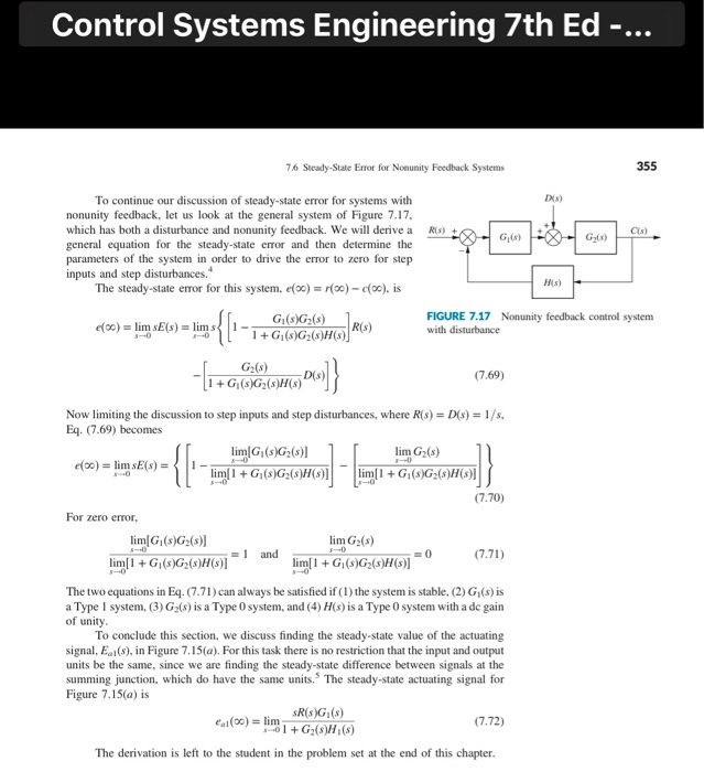 Solved 1. Prove that the steady-state actuating error of the | Chegg.com