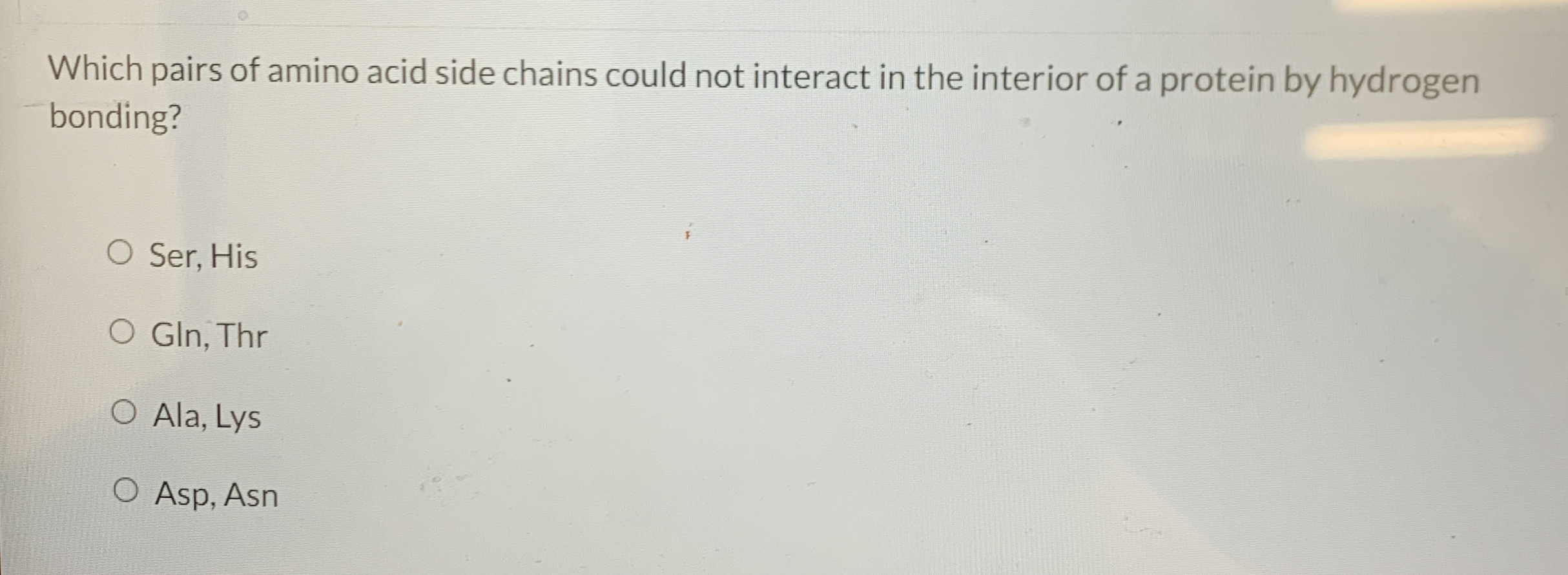 Solved Which pairs of amino acid side chains could not | Chegg.com
