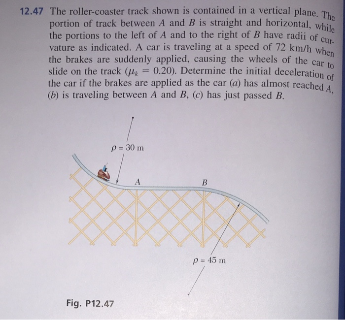 Solved 12.47 The Roller-coaster Track Shown Is Contained In | Chegg.com