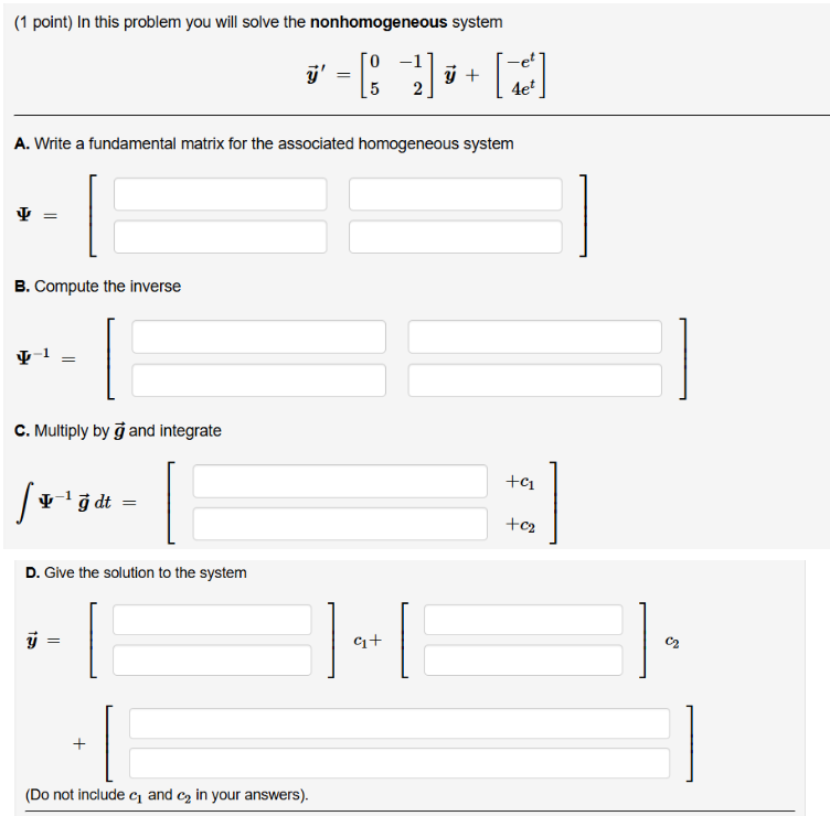 Solved (1 ﻿point) In ﻿this problem you will solve the | Chegg.com