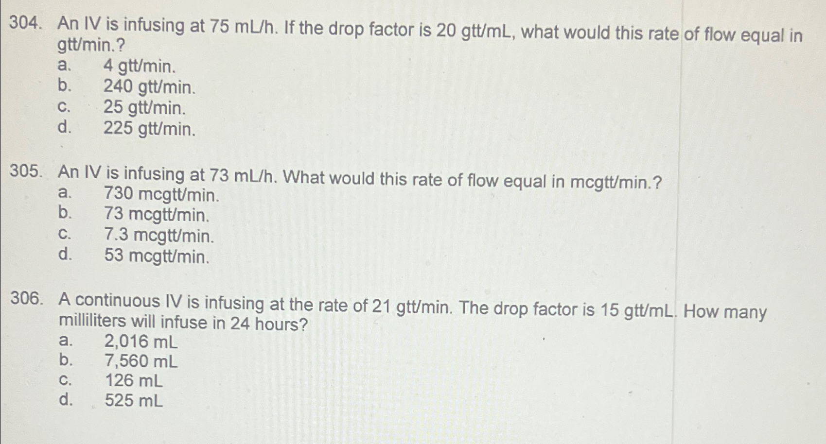 Solved An IV is infusing at 75mLh. ﻿If the drop factor is | Chegg.com