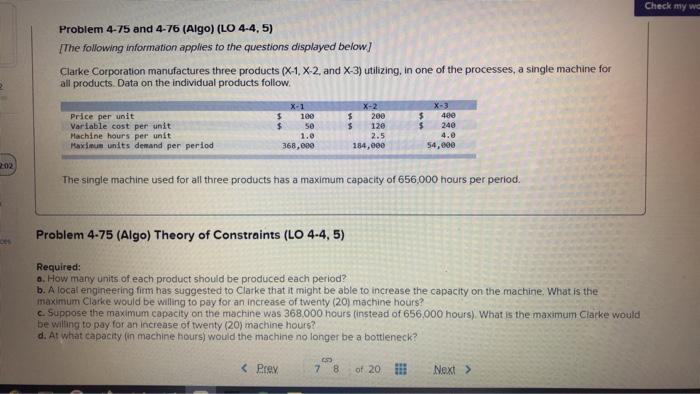 Solved Problem 4-75 and 4-76 (Algo) (LO 4-4,5) The following | Chegg.com