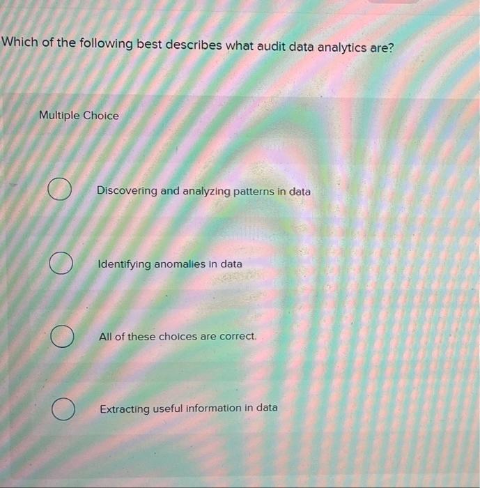 Solved Which Of The Following Best Describes What Audit Data | Chegg.com