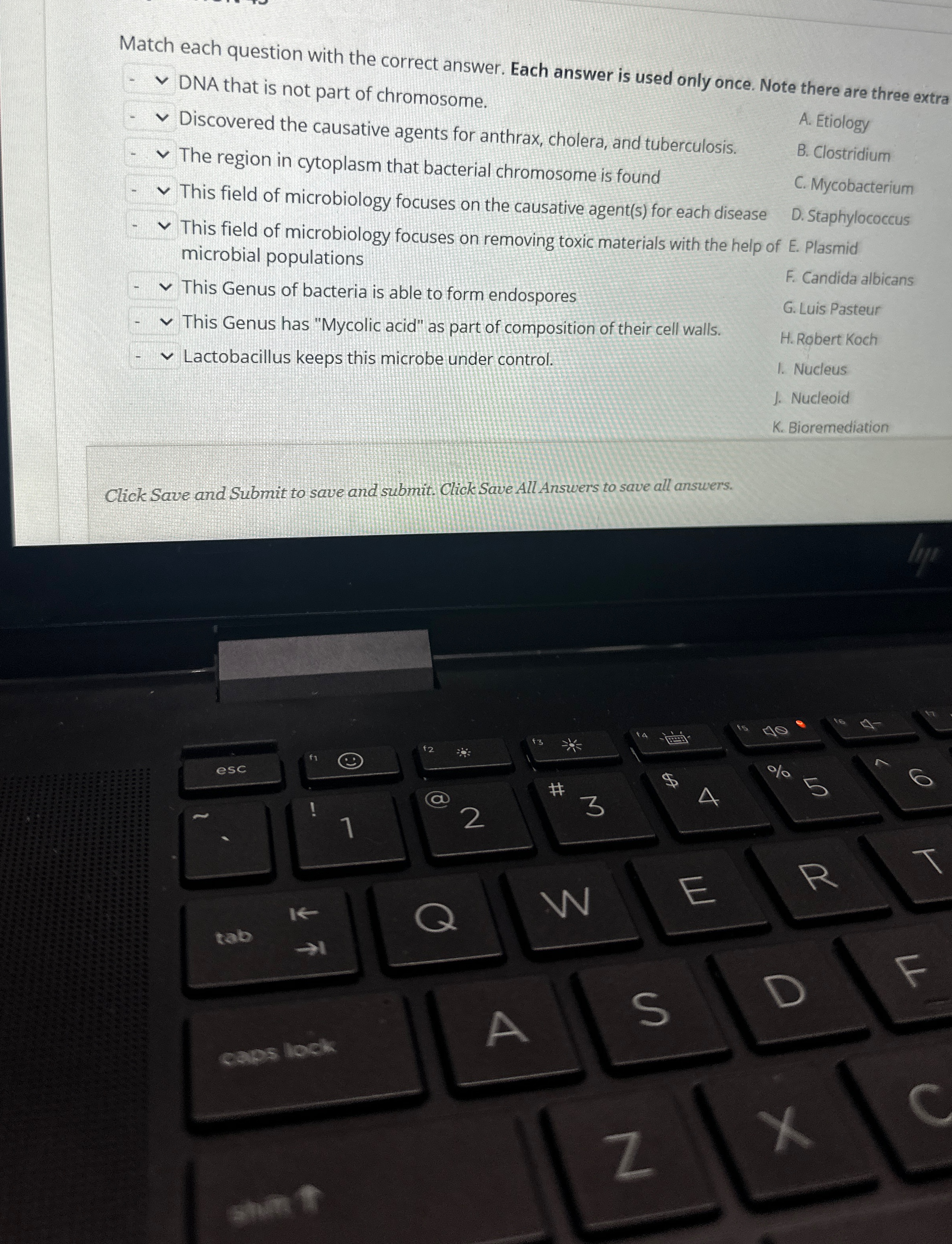 Solved Match each question with the correct answer. Each | Chegg.com