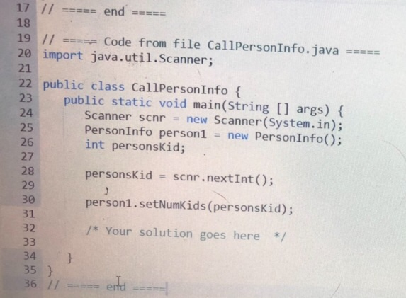 Solved 17 // == end 18 19 // ===== Code from file | Chegg.com