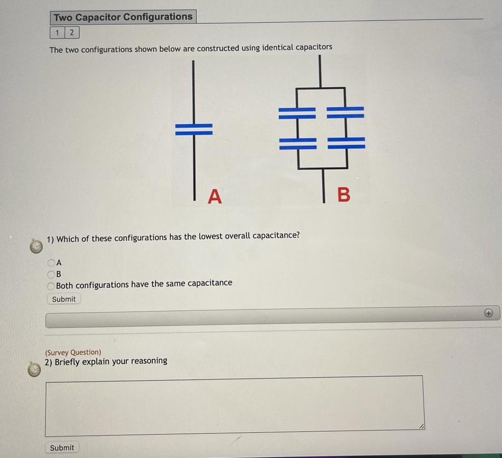 Solved Two Capacitor Configurations 1 2 The two | Chegg.com