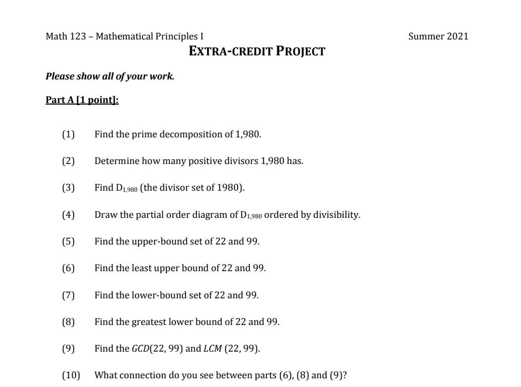 Solved Summer 2021 Math 123 - Mathematical Principles I | Chegg.com