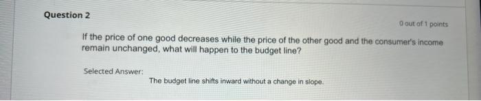 Solved Q out of 1 points If the price of one good decreases | Chegg.com