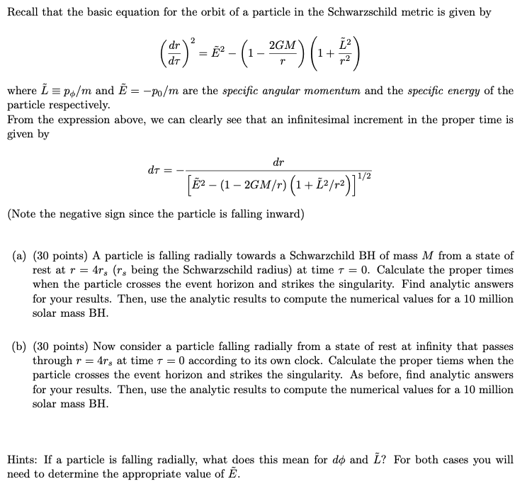 Solved Recall That The Basic Equation For The Orbit Of A 9771