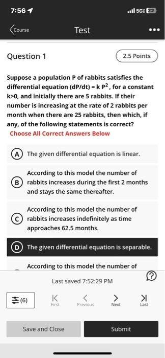 Solved Suppose A Population P Of Rabbits Satisfies The | Chegg.com