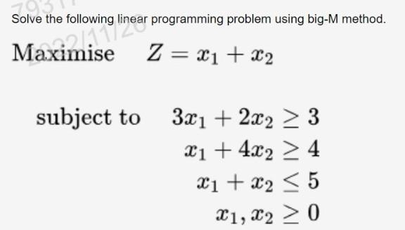 Solved Solve the following linear programming problem using | Chegg.com