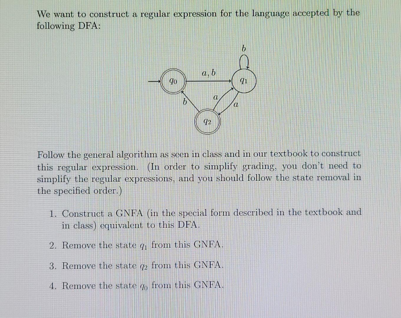 Solved We want to construct a regular expression for the | Chegg.com