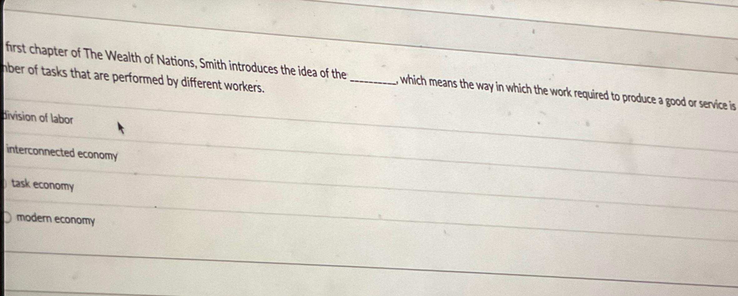 Solved First Chapter Of The Wealth Of Nations, Smith | Chegg.com