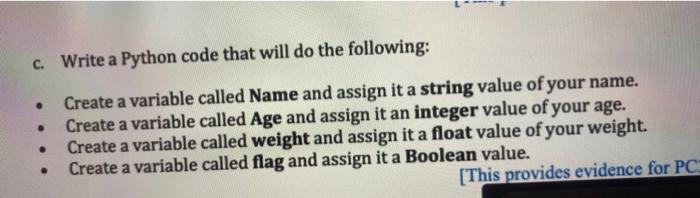 Solved c. Write a Python code that will do the following: - | Chegg.com