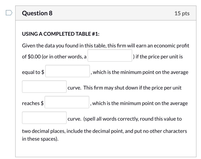 Solved THIS TABLE IS TABLE #1: Replicate this table on a | Chegg.com