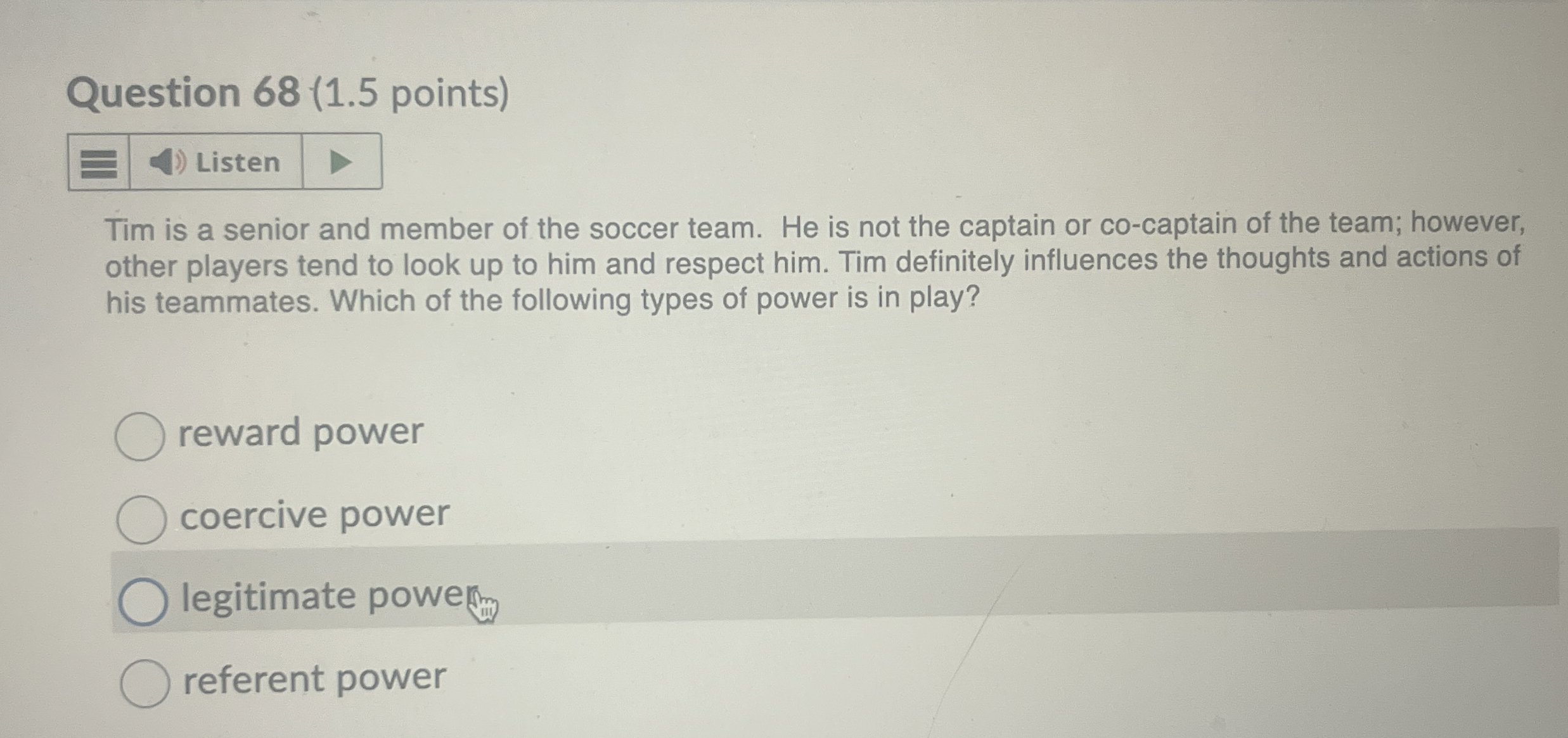 Solved Question 68 (1.5 ﻿points)Tim is a senior and member