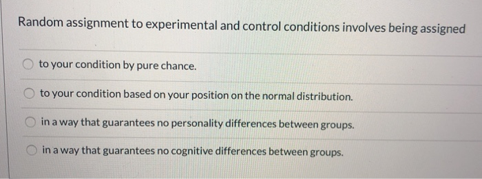 goal of random assignment to experimental conditions