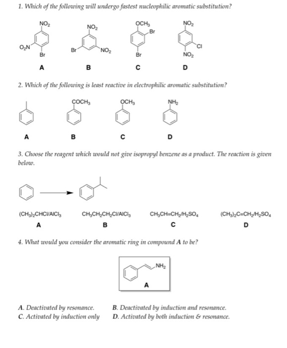 Solved 1. Which of the following will undergo fastest | Chegg.com