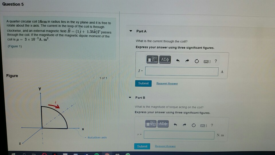 Solved Question 5 A quarter circular coil 16cm in radius | Chegg.com
