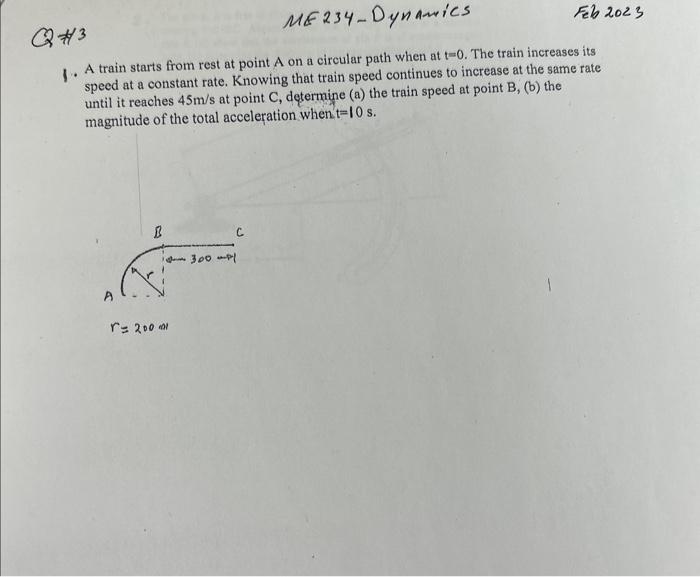 Solved 1. A Train Starts From Rest At Point A On A Circular 