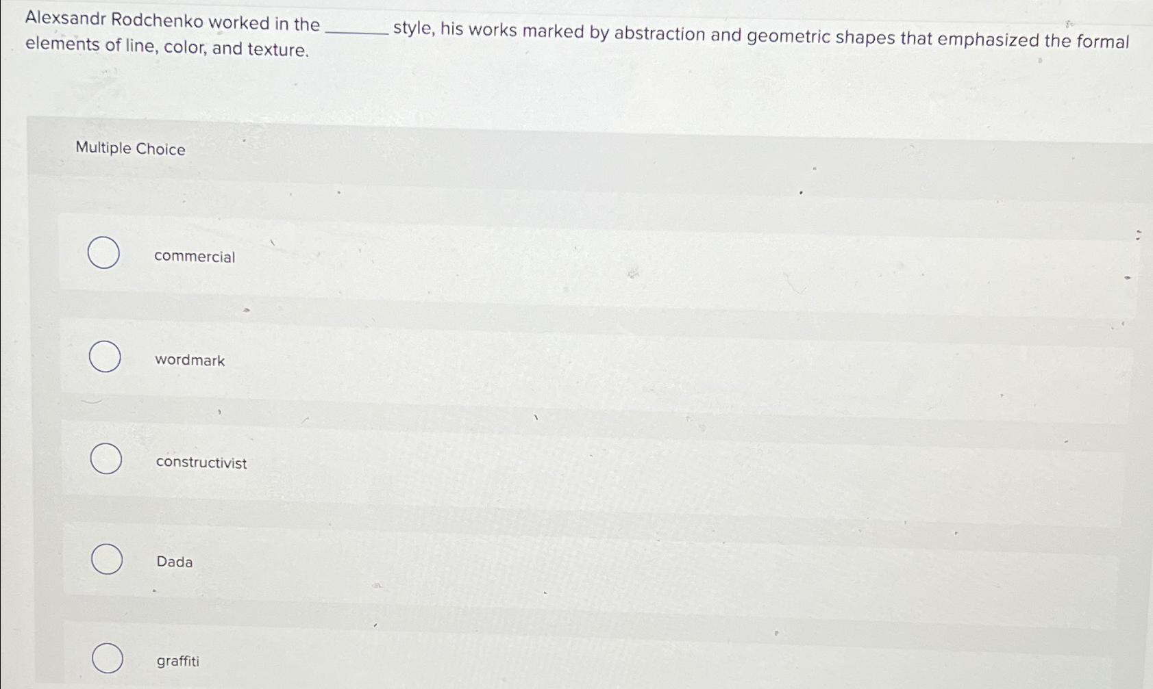 Solved Alexsandr Rodchenko worked in the elements of line, | Chegg.com