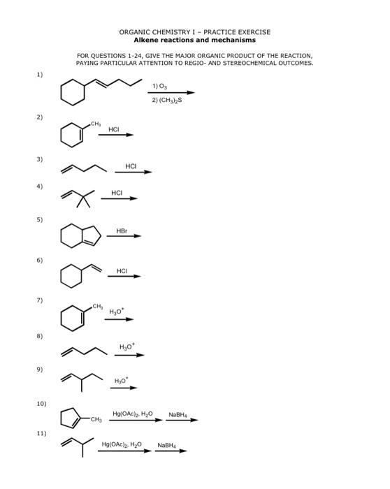 Solved: ORGANIC CHEMISTRY I - PRACTICE EXERCISE Alkene Rea... | Chegg.com