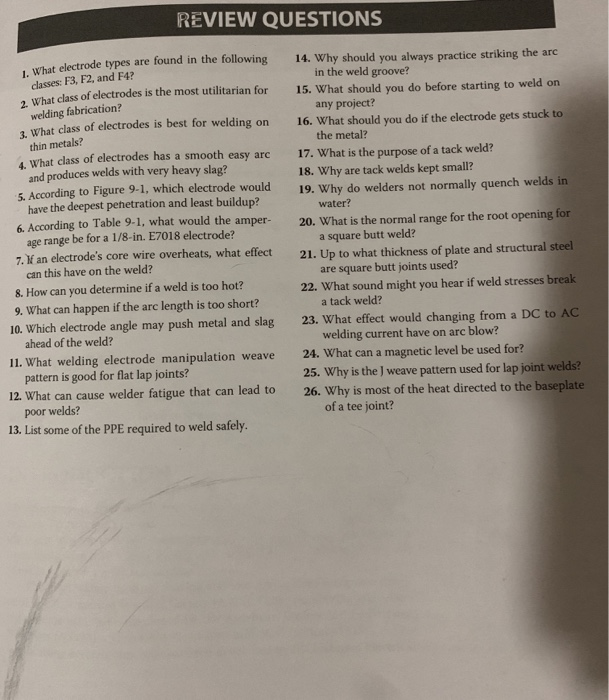 Solved REVIEW QUESTIONS electrode types are found in the