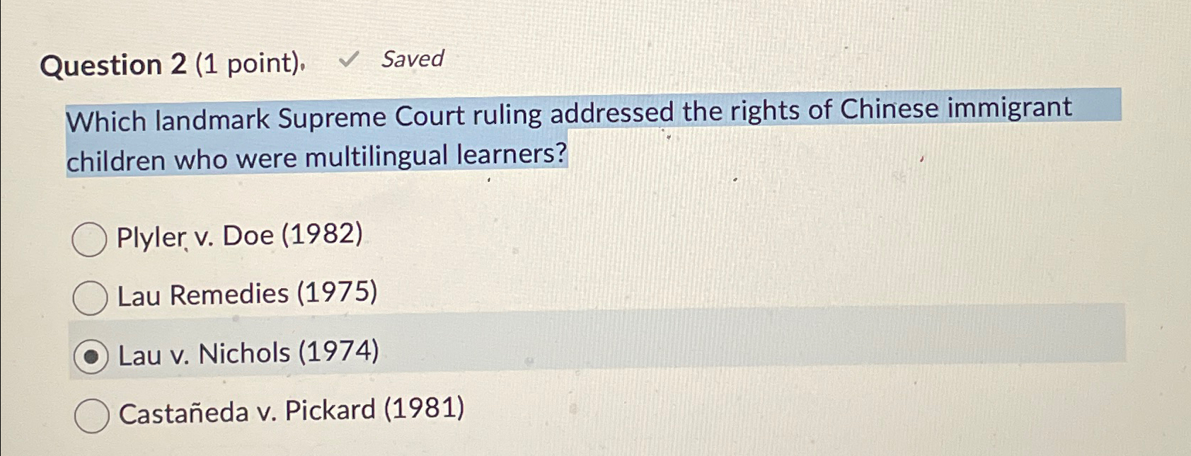 Solved Question 2 (1 ﻿point)。 ﻿SavedWhich landmark Supreme | Chegg.com