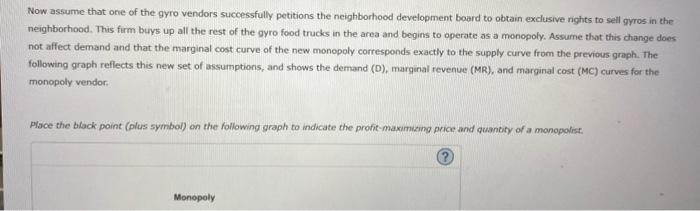 Now assume that one of the gyro vendors successfully petitions the neighborhood development board to obtain exclusive rights 