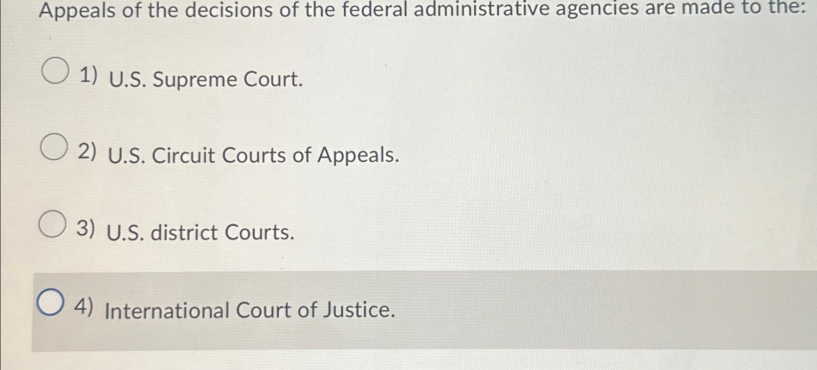 Solved Appeals Of The Decisions Of The Federal | Chegg.com