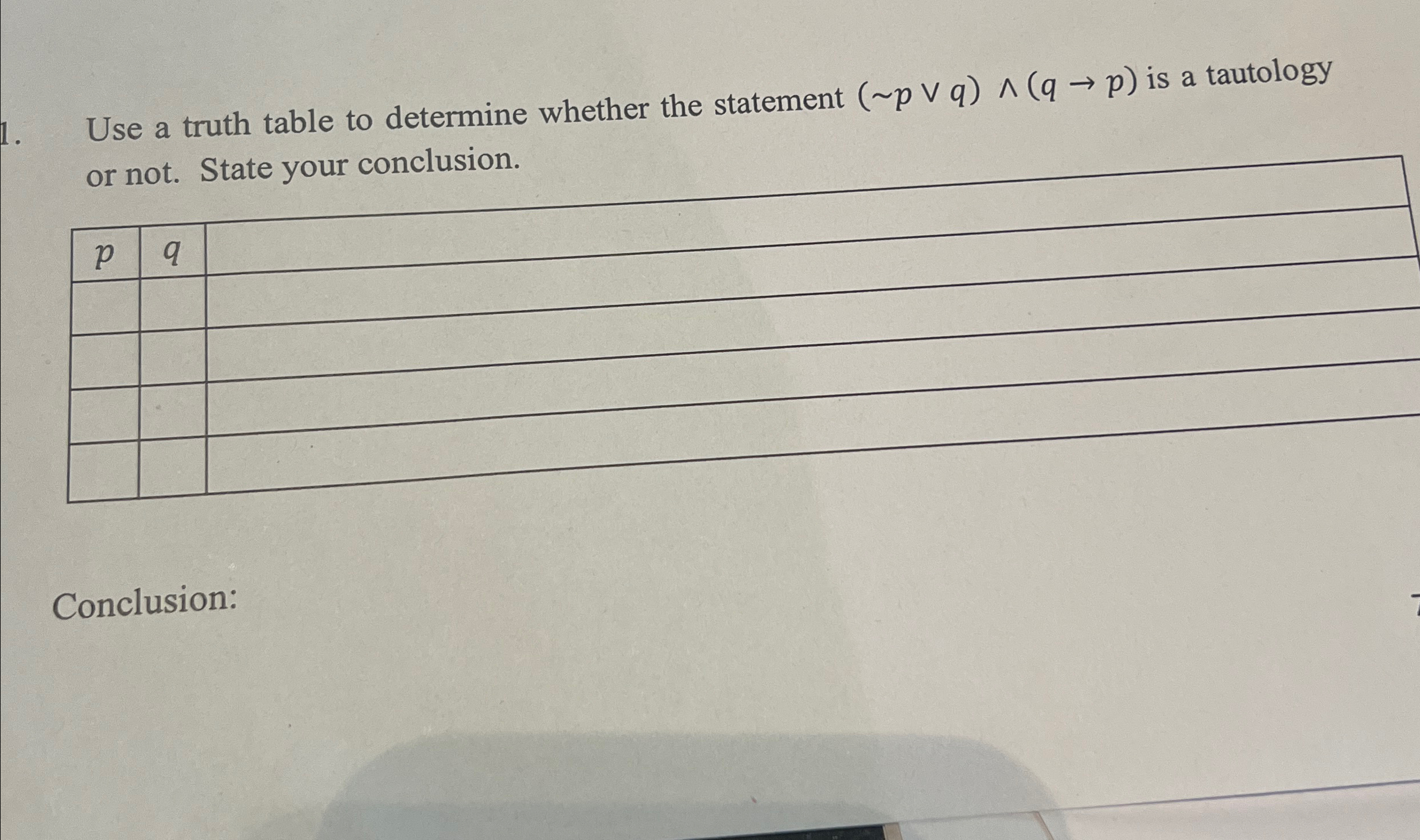 Use a truth table to determine whether the statement | Chegg.com