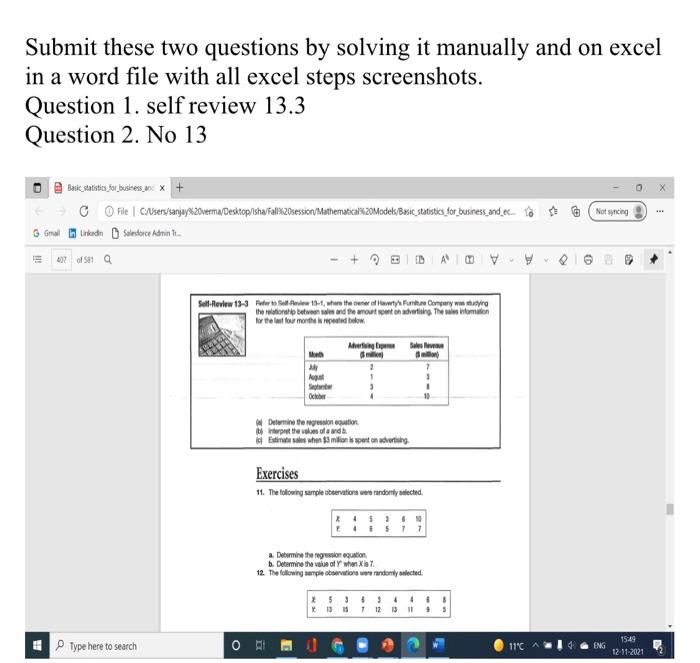 Solved Submit these two questions by solving it manually and | Chegg.com