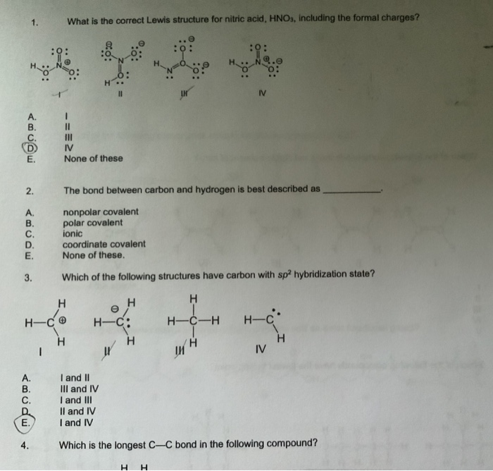 Solved 1 What Is The Correct Lewis Structure For Nitric Chegg Com   Image 