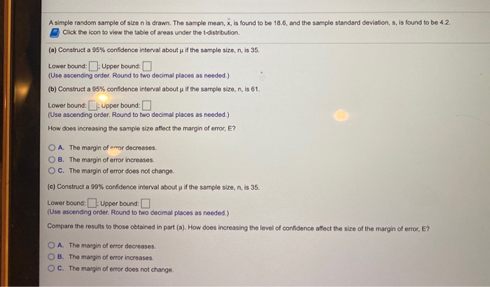 Solved A simple random sample of size n is drawn. The sample | Chegg.com