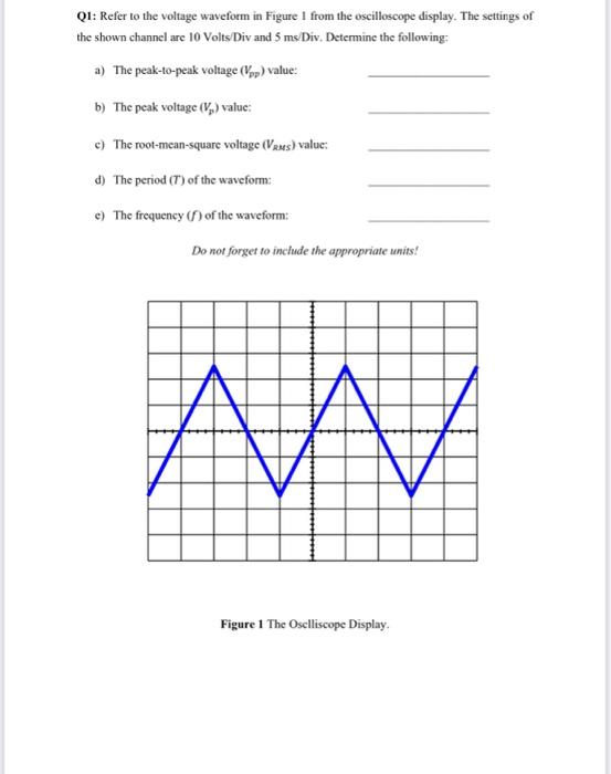 Solved Q1: Refer To The Voltage Waveform In Figure 1 From | Chegg.com